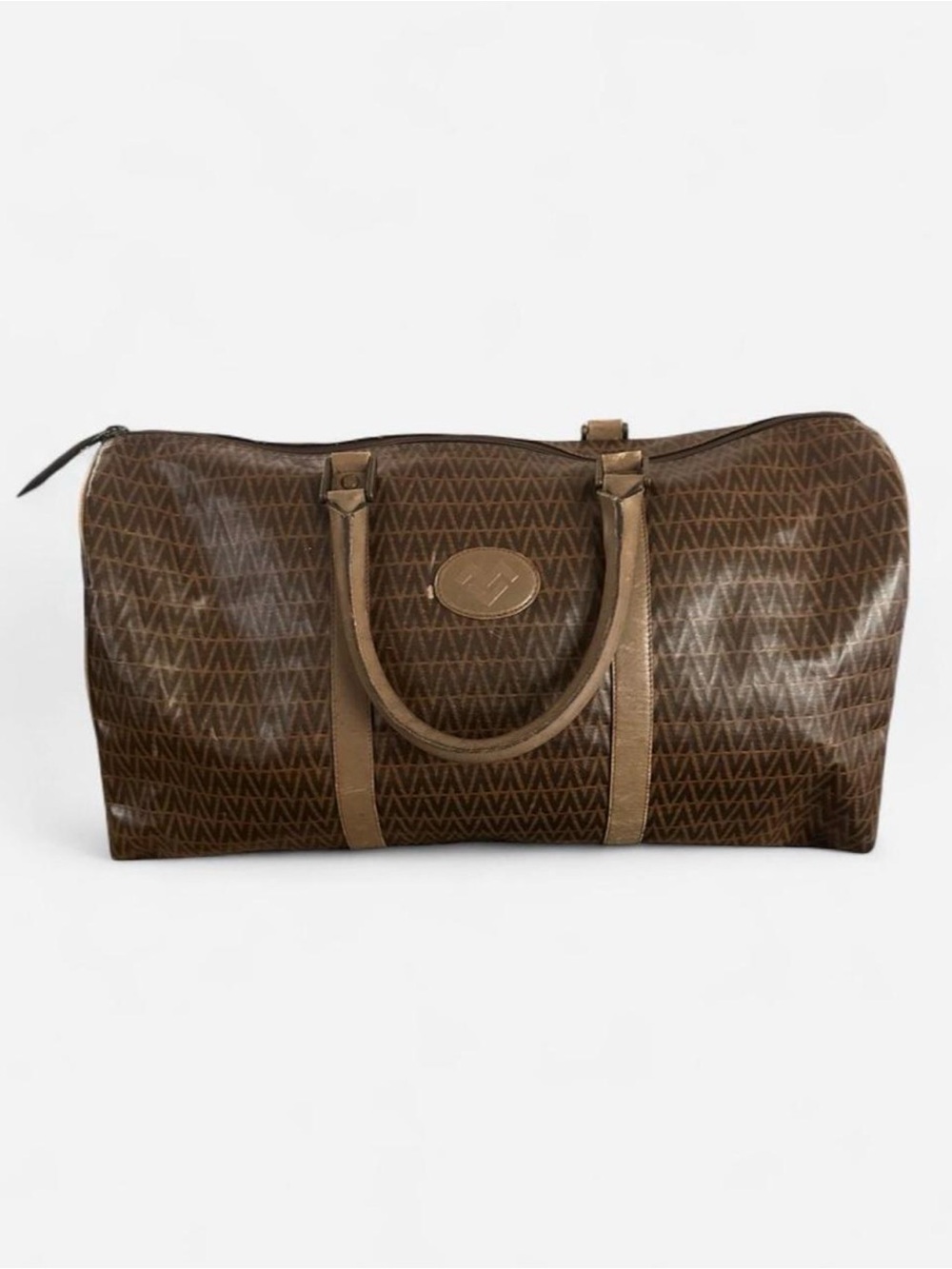Mario Valentino Brown Monogram Travel Weekender